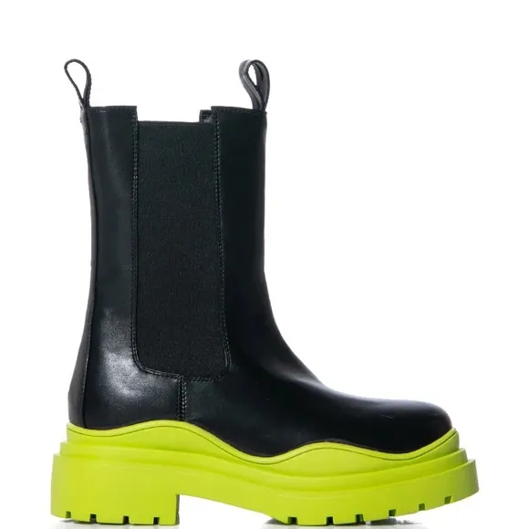 Miz Lime Bottom AZALEA WANG Ghosted Flatform Chelsea Rain Snow Boot 7 7.5 8.5