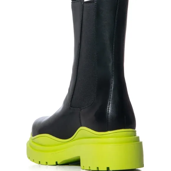 Miz Lime Bottom AZALEA WANG Ghosted Flatform Chelsea Rain Snow Boot 7 7.5 8.5