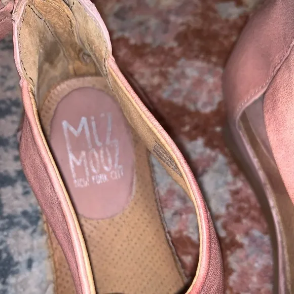 Miz Mooz MIKA Brown Leather Strappy 2” Wedge Sandals Zip Back Size 9-9.5