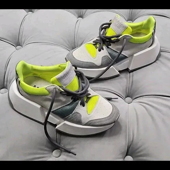 MM6 MAISON MARGIELA Gray Green Suede Platform Chunky Sneakers Womens Shoes 37 7