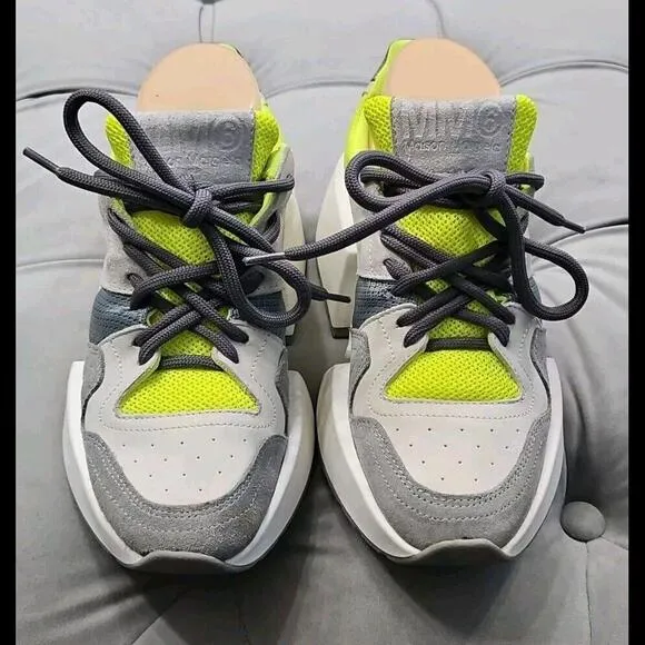 MM6 MAISON MARGIELA Gray Green Suede Platform Chunky Sneakers Womens Shoes 37 7