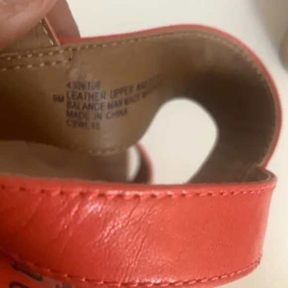 𝅺Montana tangerine orange leather sling back adjustable strap wedge espadrilles