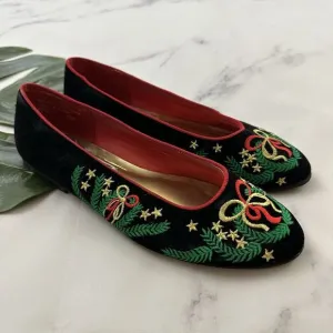 Mootsies Tootsies Womens Vintage 90s Christmas Ballet Flats Size 7.5 Velvet