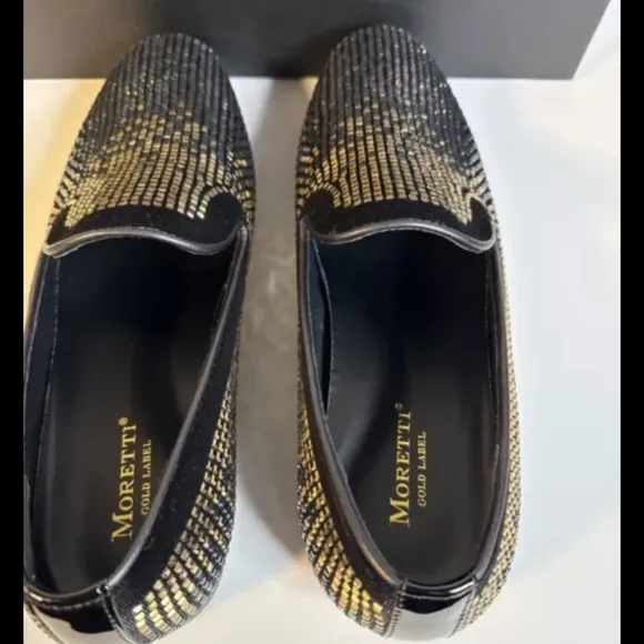 Moretti Black Label Fabian Silver Rhinestone Red Bottom Men's Shoe Size 9 NEW