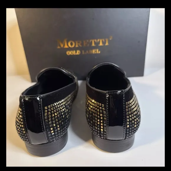 Moretti Black Label Fabian Silver Rhinestone Red Bottom Men's Shoe Size 9 NEW