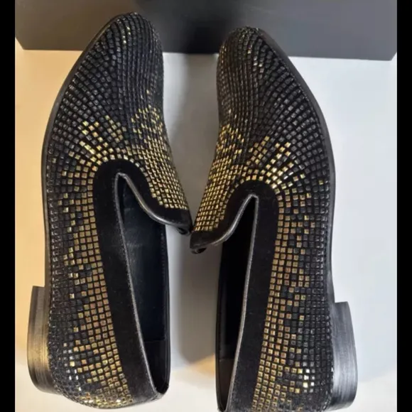 Moretti Black Label Fabian Silver Rhinestone Red Bottom Men's Shoe Size 9 NEW