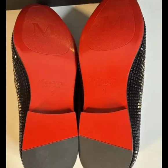 Moretti Black Label Fabian Silver Rhinestone Red Bottom Men's Shoe Size 9 NEW