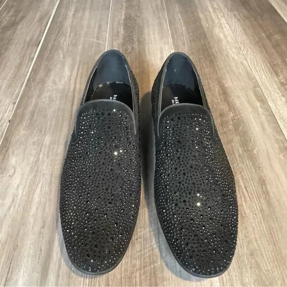 Moretti Black Label Rhinestone Loafers Dress Shoe • Size 13