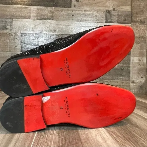 Moretti Black Label Rhinestone Loafers Dress Shoe • Size 13