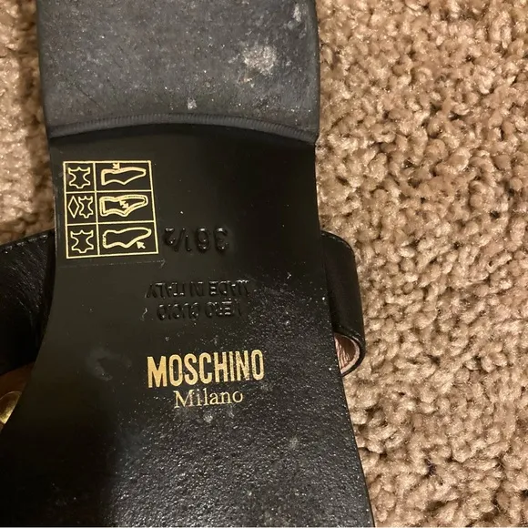 Moschino Calfskin Teddy Studs flat sandals