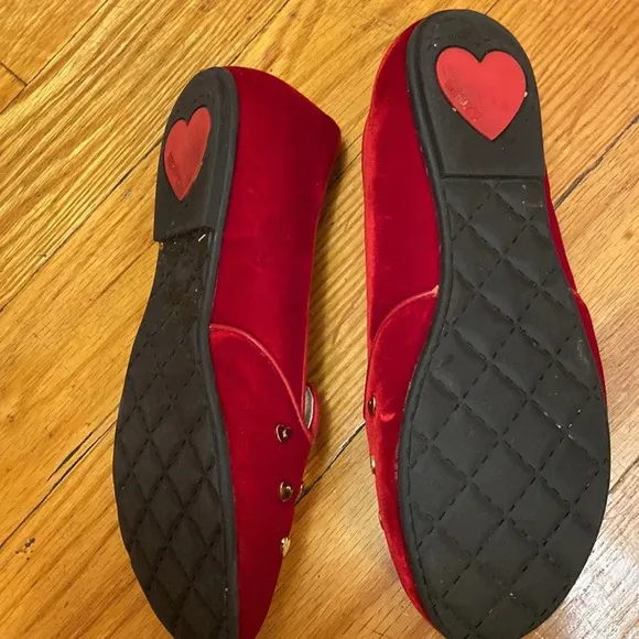 Moschino girl  velour Red  Ballet Flats Size US 2.5 EU 34​