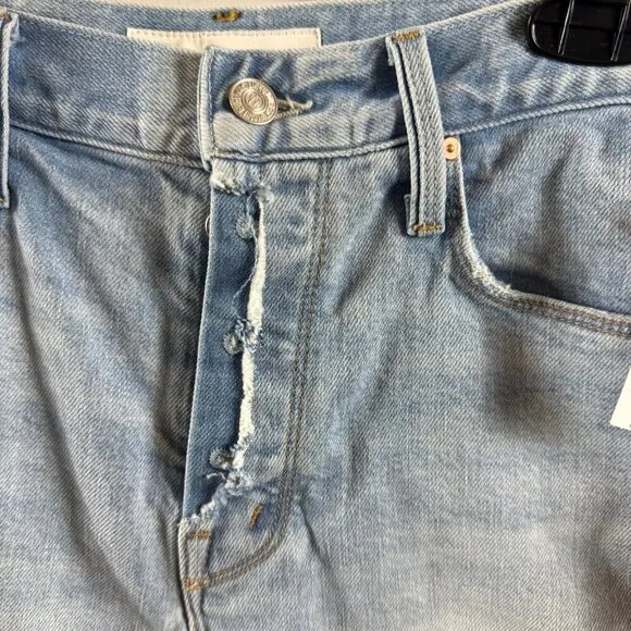 MOTHERThe Fly Cut Proper Shorts frayed hem denim shorts. Retail $218