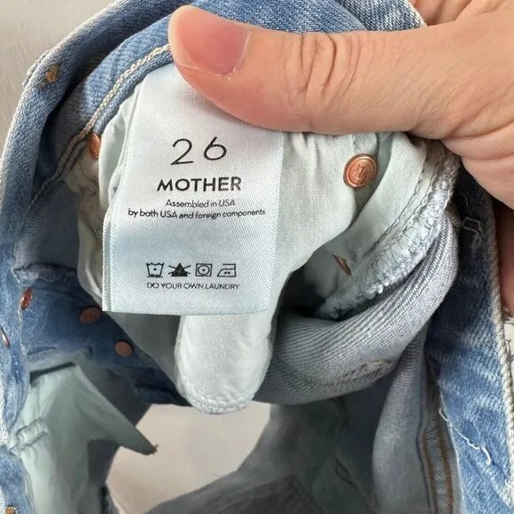 MOTHERThe Fly Cut Proper Shorts frayed hem denim shorts. Retail $218