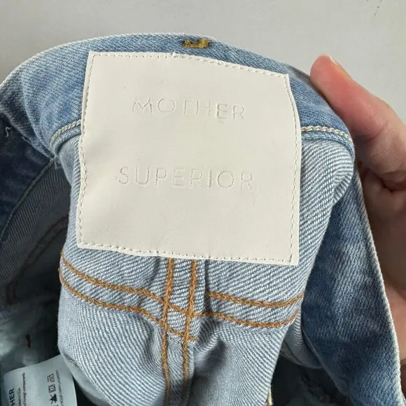 MOTHERThe Fly Cut Proper Shorts frayed hem denim shorts. Retail $218