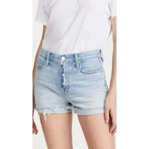 MOTHERThe Fly Cut Proper Shorts frayed hem denim shorts. Retail $218