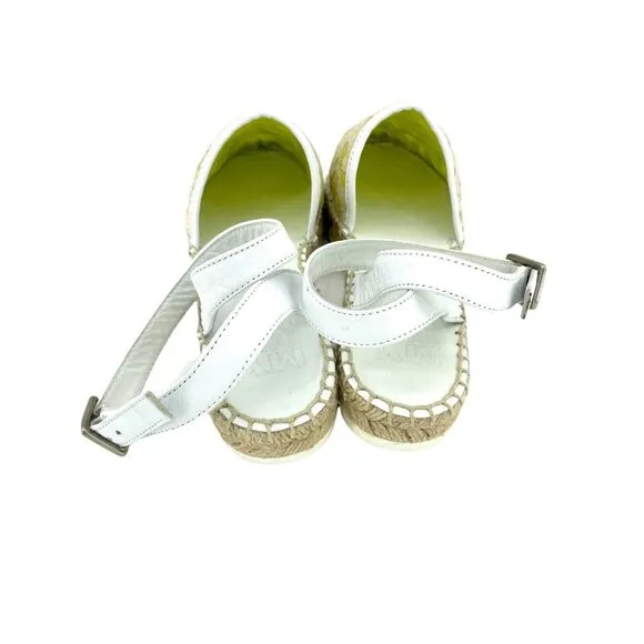 My Twin Twinset D'Orsay Lime Green Lace Leather Espadrilles Sz 37 US 6.5 US NIB