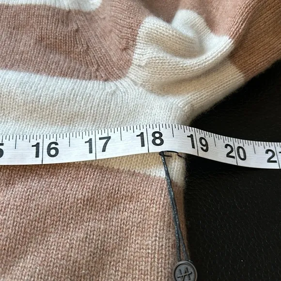 NAADAM Dip Dye Striped Raglan V Neck Frost Gray Mocha Cashmere Wool Sz S NEW