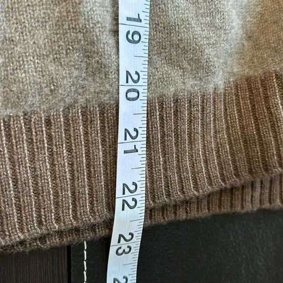 NAADAM Dip Dye Striped Raglan V Neck Frost Gray Mocha Cashmere Wool Sz S NEW