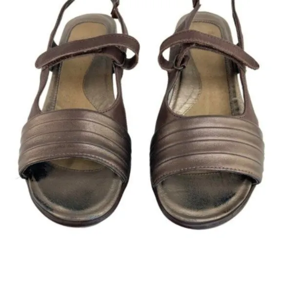 Naot Strappy Slingback Wedge Peeptoe Sandals Bronzed Brown