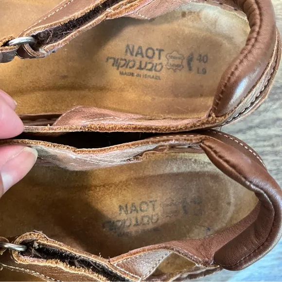 NAOT Wedge Strappy Sandals Brown Leather Sandals Size 9 US/ 40 EU