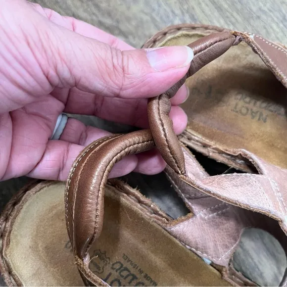 NAOT Wedge Strappy Sandals Brown Leather Sandals Size 9 US/ 40 EU