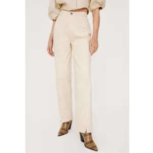 Nasty Gal Ecru Frayed Twisted Seam Split Hem Straight Leg High Waisted Jeans NWT