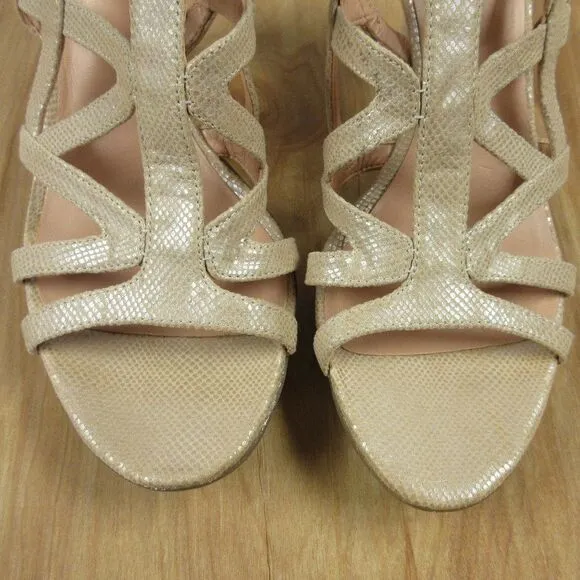 NATURALIZER Danya Tender Taupe Printed Iguana Dress Sandals Womens Size 7 NARROW