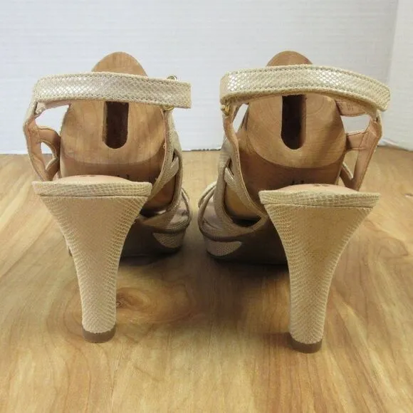 NATURALIZER Danya Tender Taupe Printed Iguana Dress Sandals Womens Size 7 NARROW