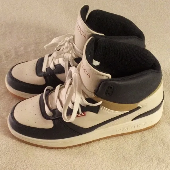 Nautica High-Top Sneakers in Navy and White