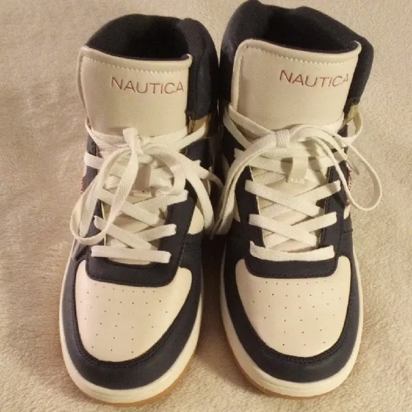 Nautica High-Top Sneakers in Navy and White