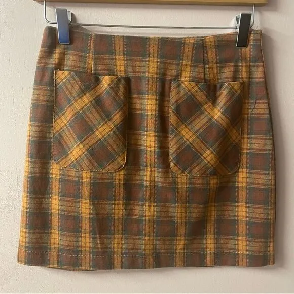 Nectar Clothing Rust Orange Plaid Mini Skirt