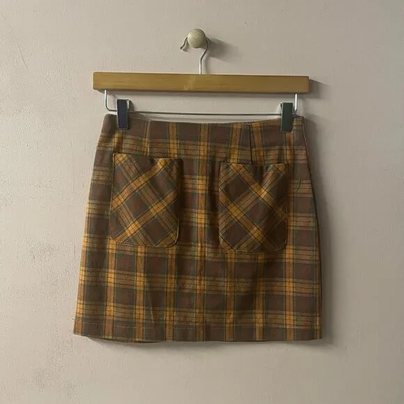 Nectar Clothing Rust Orange Plaid Mini Skirt