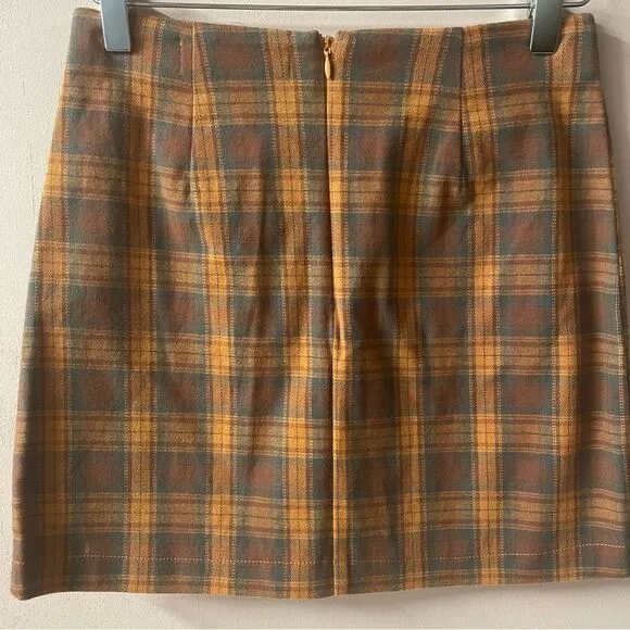 Nectar Clothing Rust Orange Plaid Mini Skirt