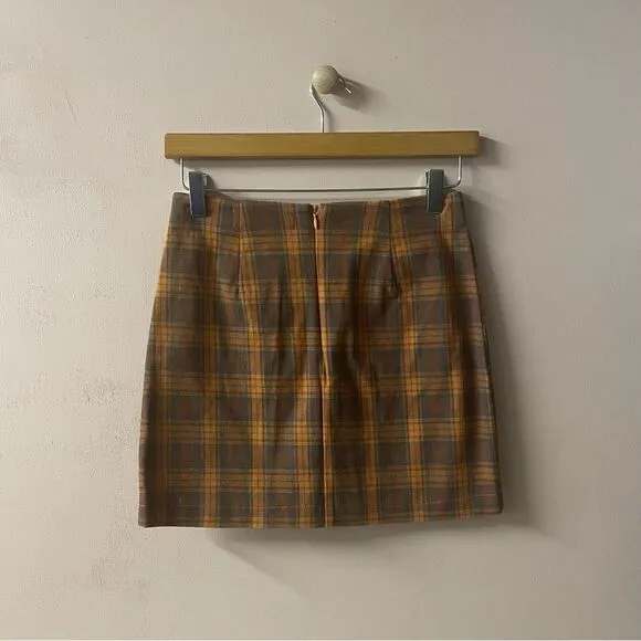 Nectar Clothing Rust Orange Plaid Mini Skirt