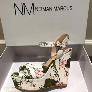 Neiman Marcus Knotted Platform Wedge Espadrilles