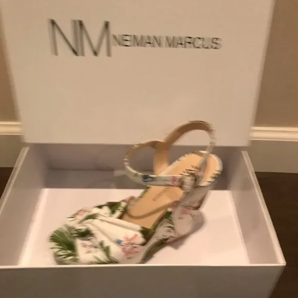Neiman Marcus Knotted Platform Wedge Espadrilles