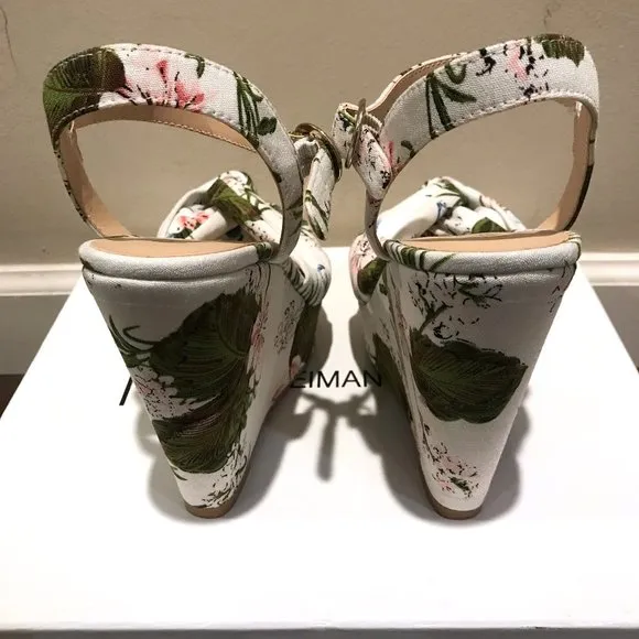 Neiman Marcus Knotted Platform Wedge Espadrilles