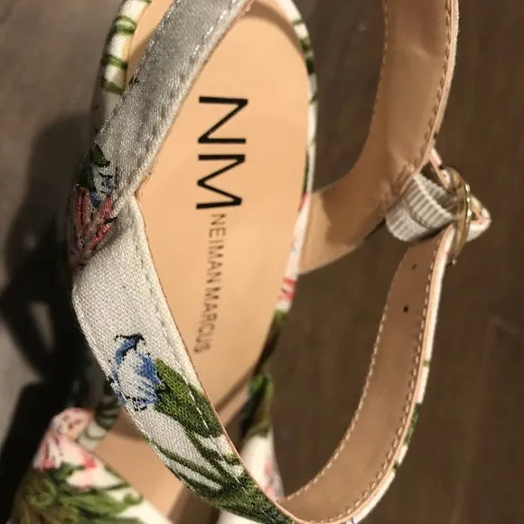 Neiman Marcus Knotted Platform Wedge Espadrilles