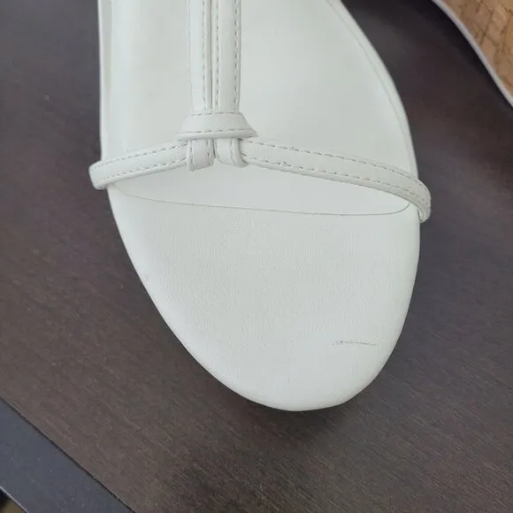 NEW AAJ By Aminah Nina Lace-Up Architectural Wedge White 8M Sandals