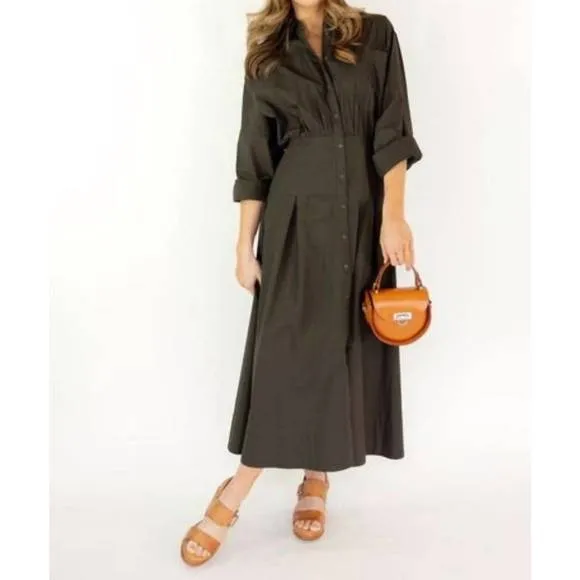 NEW APIECE APART pietra maxi dress in deep olive