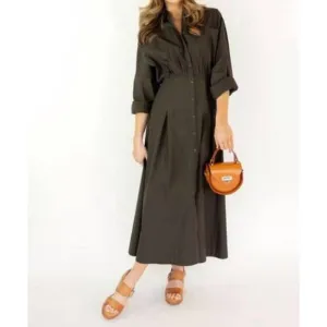 NEW APIECE APART pietra maxi dress in deep olive