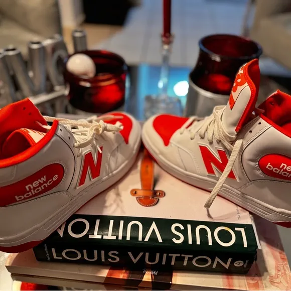 New Balance 480 Orange and White High-Top Sneakers. Size 12. New!!!