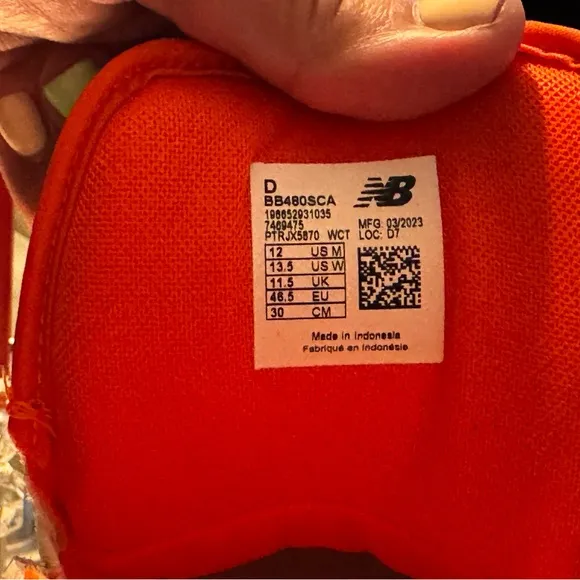 New Balance 480 Orange and White High-Top Sneakers. Size 12. New!!!
