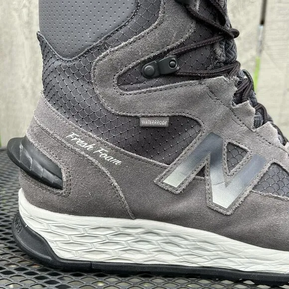 New Balance Boots Men 12D Fresh Foam 1000 Gray Suede Winter Waterproof Insulated