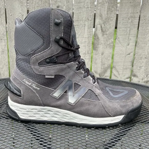 New Balance Boots Men 12D Fresh Foam 1000 Gray Suede Winter Waterproof Insulated