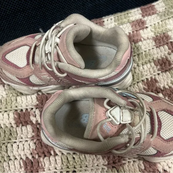 New Balance Pink and Cream Sneakers with Chunky Cushioned Sole