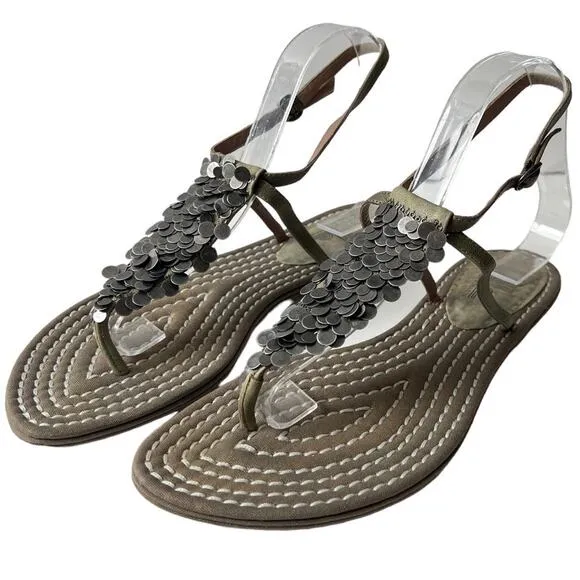New Belle Sigerson Morrison Leather /Fabric Sandals Flat Size 9B