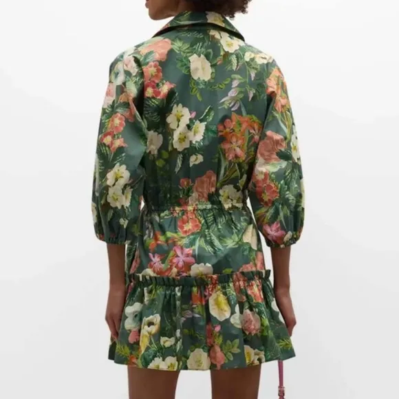 NEW BEST Cara Cara Robin Mini Dress - Olive Kingston Floral Cotton Casual Green