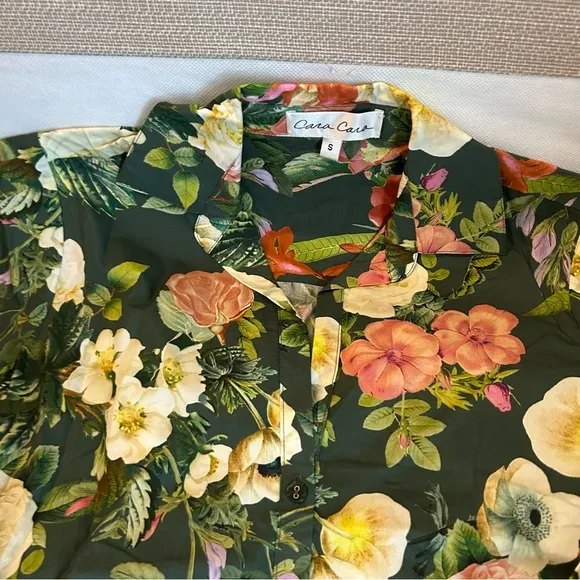 NEW BEST Cara Cara Robin Mini Dress - Olive Kingston Floral Cotton Casual Green