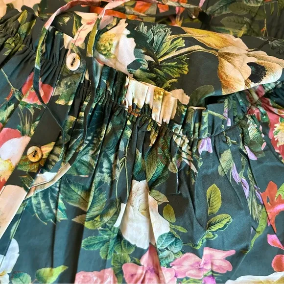 NEW BEST Cara Cara Robin Mini Dress - Olive Kingston Floral Cotton Casual Green